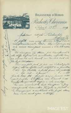 Certificat de la Brasserie Richert & Thévenin (Humes)